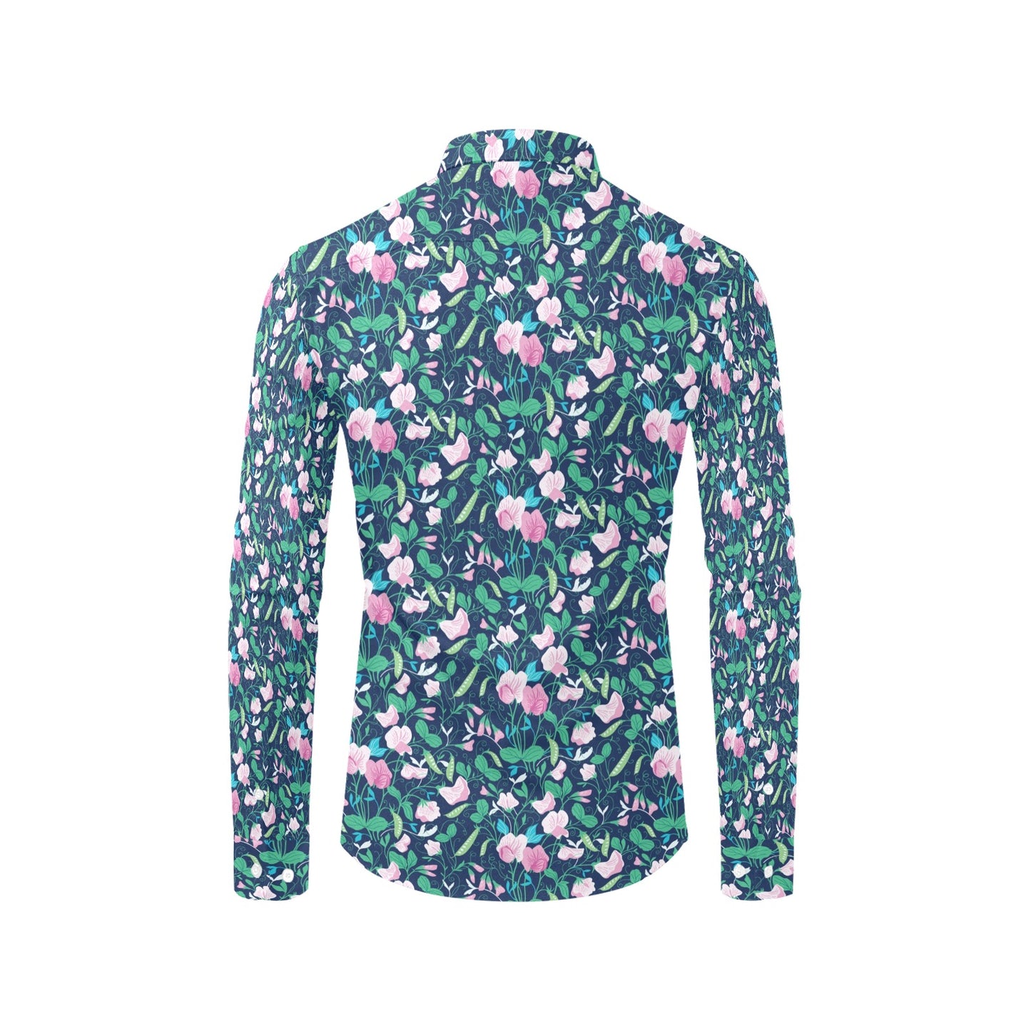 Sweet Pea Print Design LKS303 Men's Long Sleeve Dress Shirt