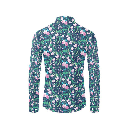 Sweet Pea Print Design LKS303 Men's Long Sleeve Dress Shirt