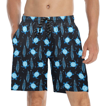 Sea Turtle Print Design LKS3013 Men's Swim Trunks Beach Shorts