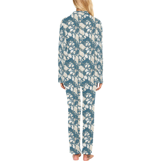 Seashell Print Design LKS308 Women's Long Pajama Set