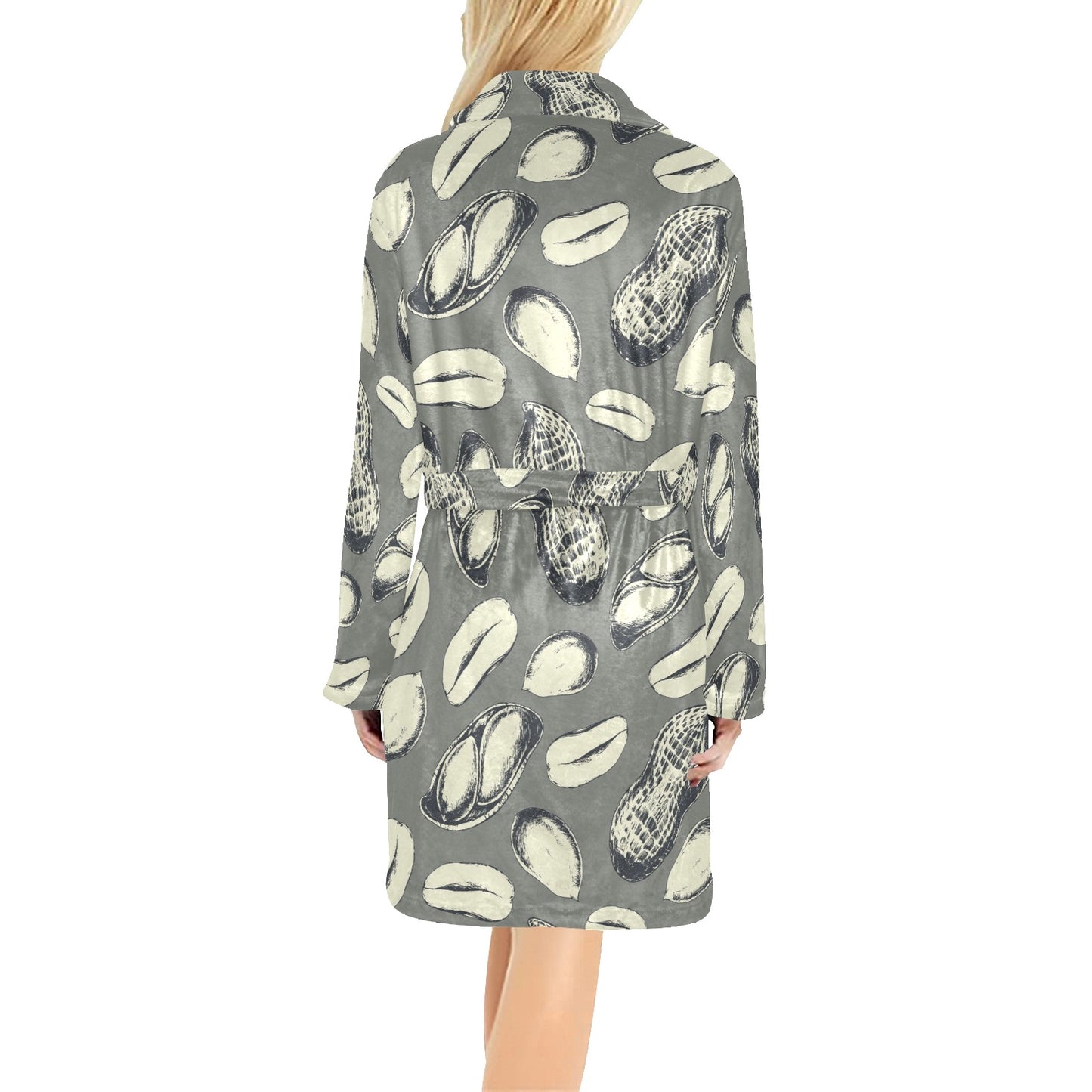 Peanut Pattern Print Design A01 Women's Fleece Robe