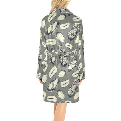 Peanut Pattern Print Design A01 Women's Fleece Robe