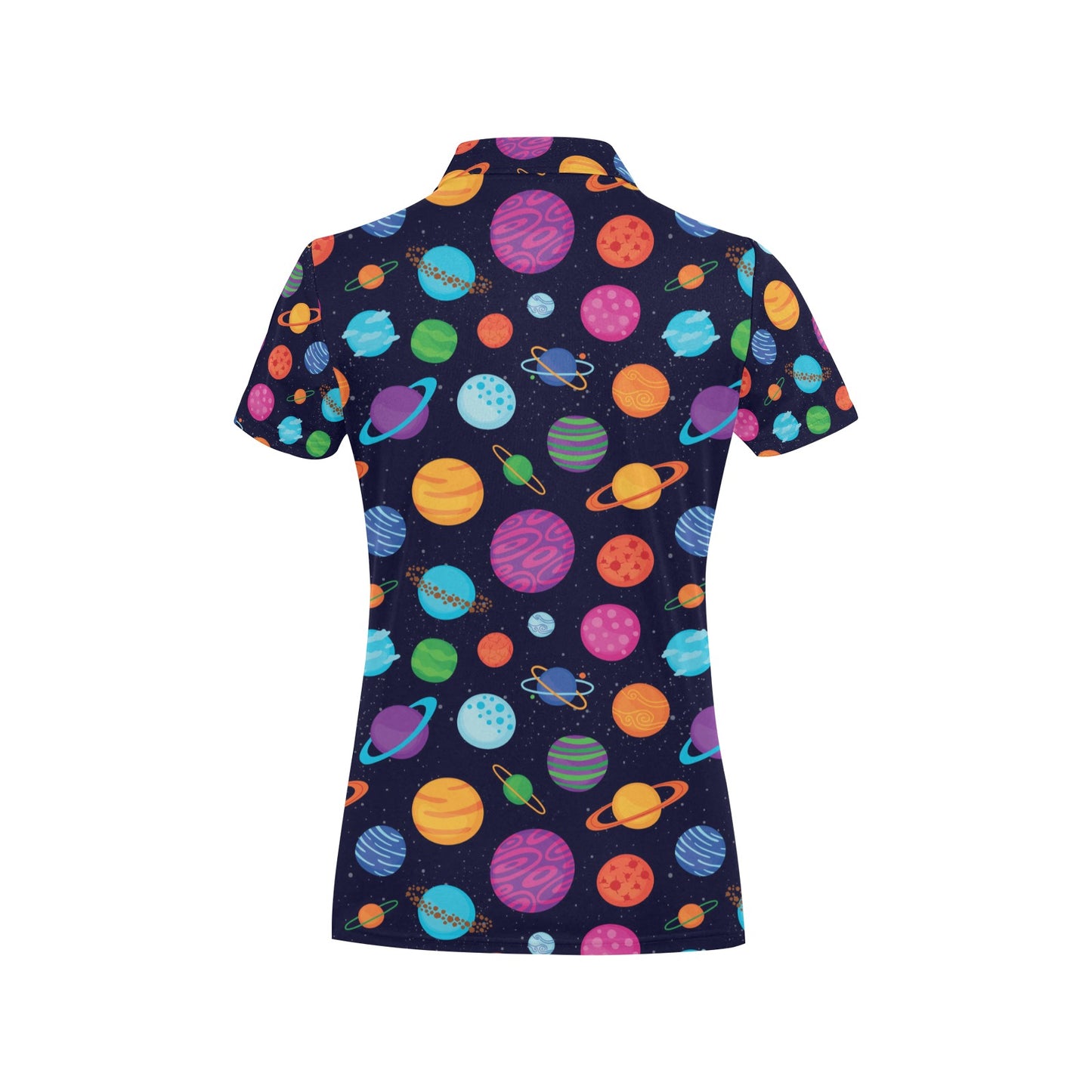 Planet Multicolor Print Design LKS302 Women's Polo Shirt
