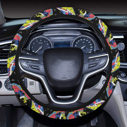 Skateboard Print Design LKS304 Steering Wheel Cover with Elastic Edge