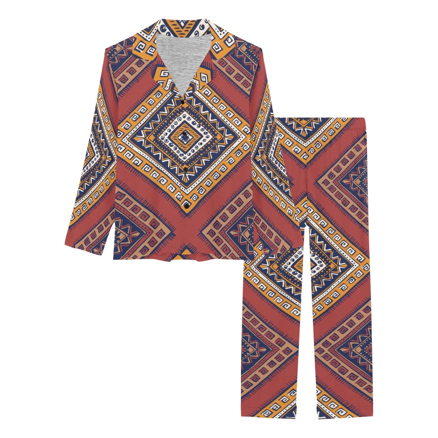 Native Pattern Print Design A06 Women's Long Pajama Set