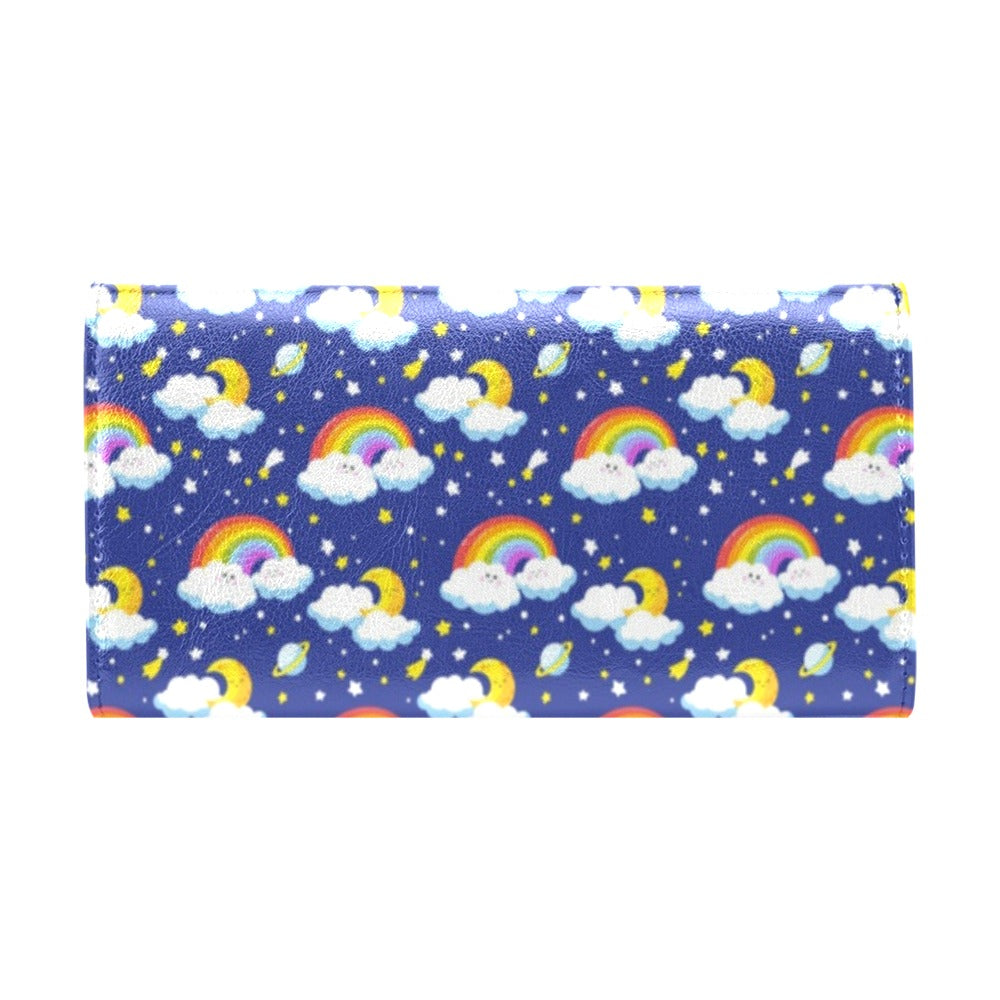 Rainbow Space Design Print Women's Trifold Wallet