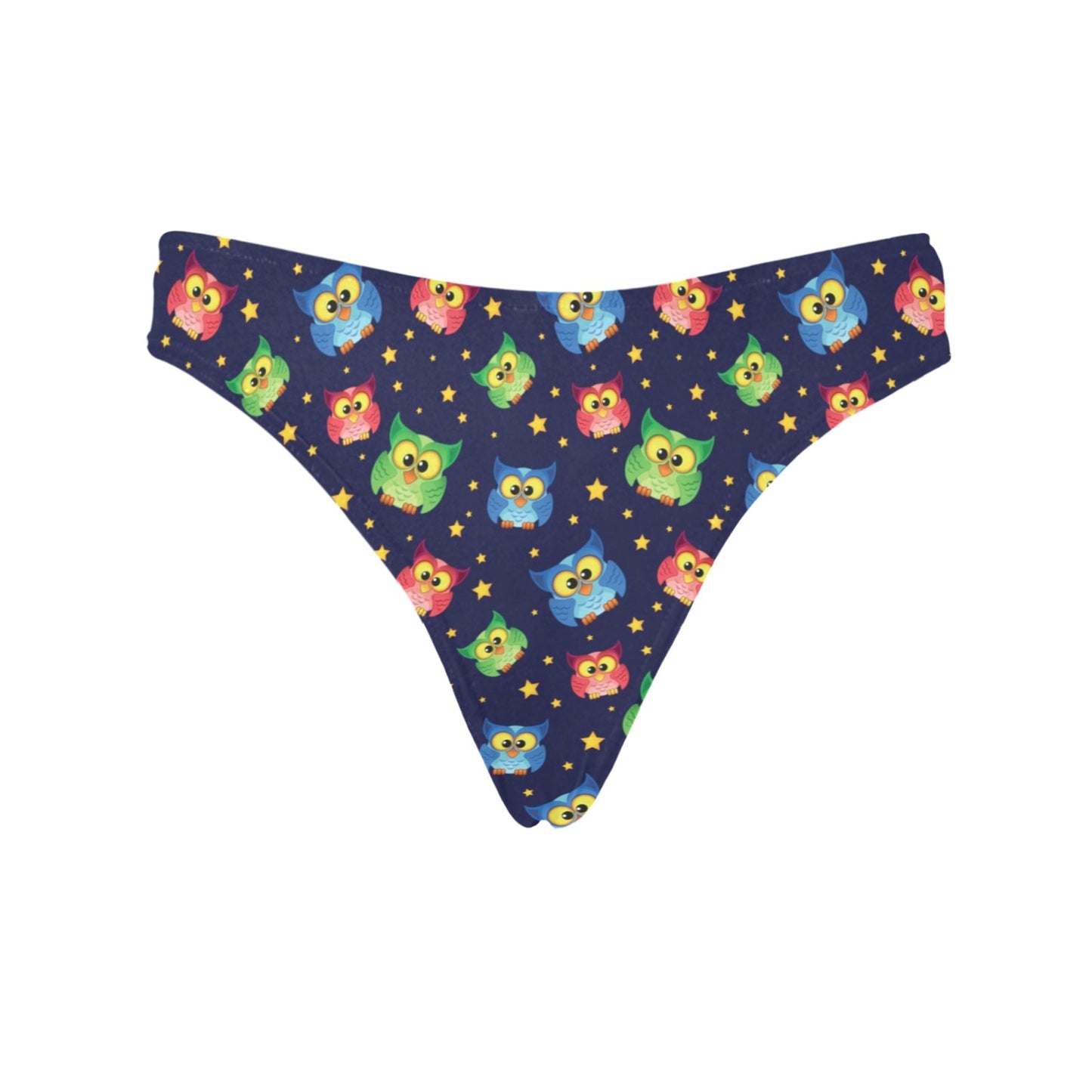Owl with Star Themed Design Print Women's Thongs