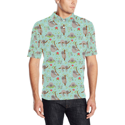 Sloth Print Design LKS305 Men Polo Shirt