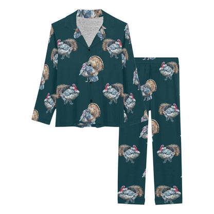 Turkey Pattern Print Design 03 Women's Long Pajama Set
