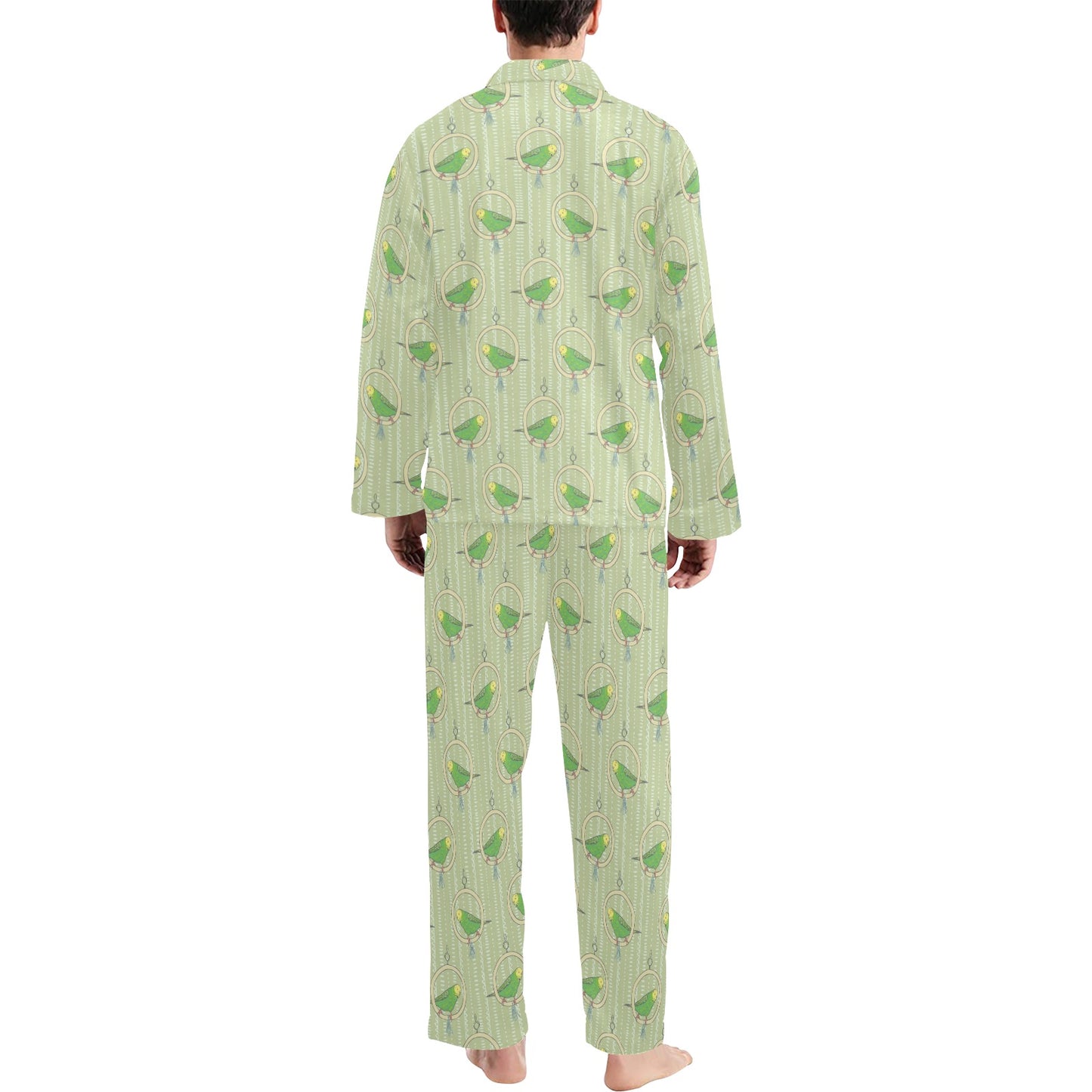 Budgerigar Pattern Print Design 02 Men's Long Pajama Set