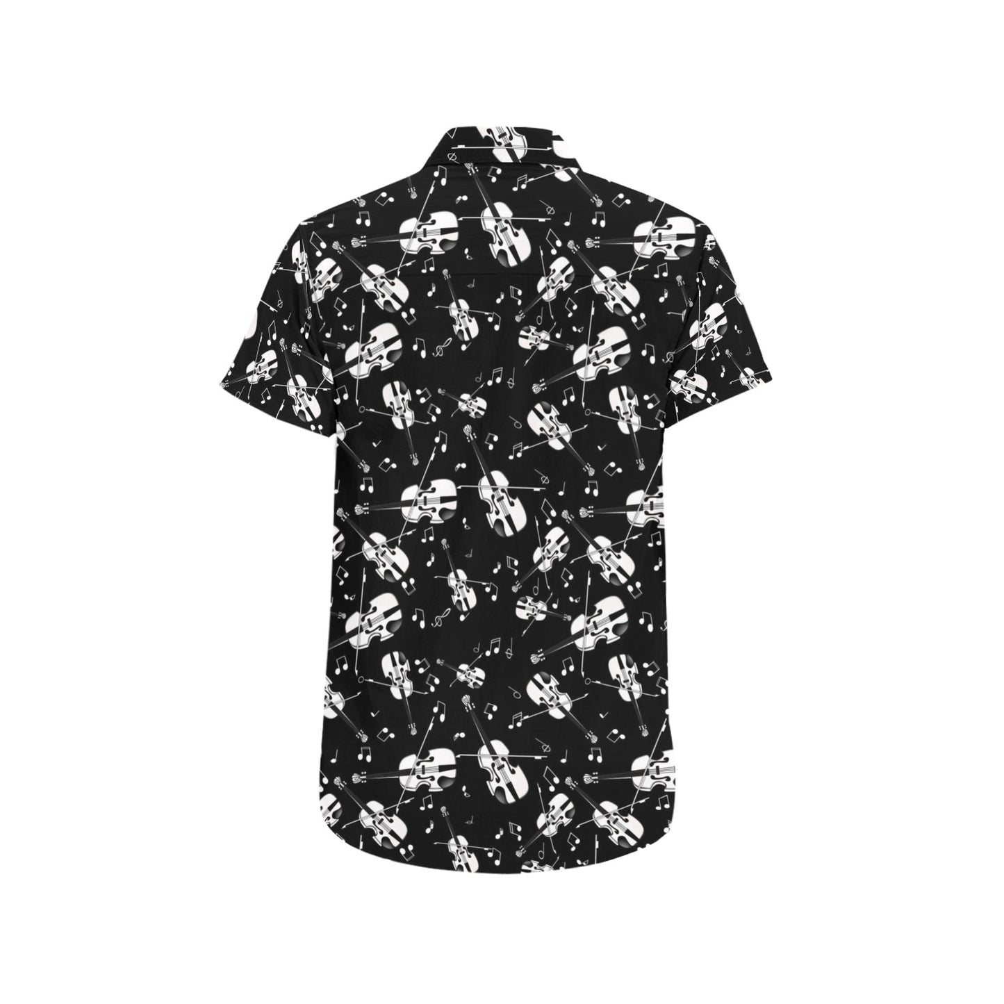 Violin Print Design LKS404 Men Short Sleeve Button Up Shirt