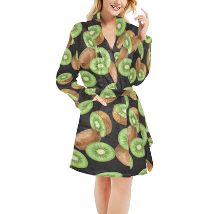 Kiwi Pattern Print Design KW03 Women's Fleece Robe