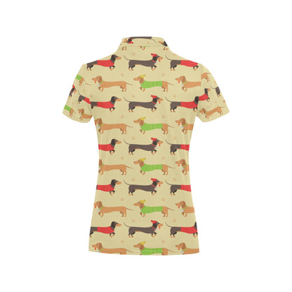 Dachshund Pattern Print Design 06 Women's Polo Shirt