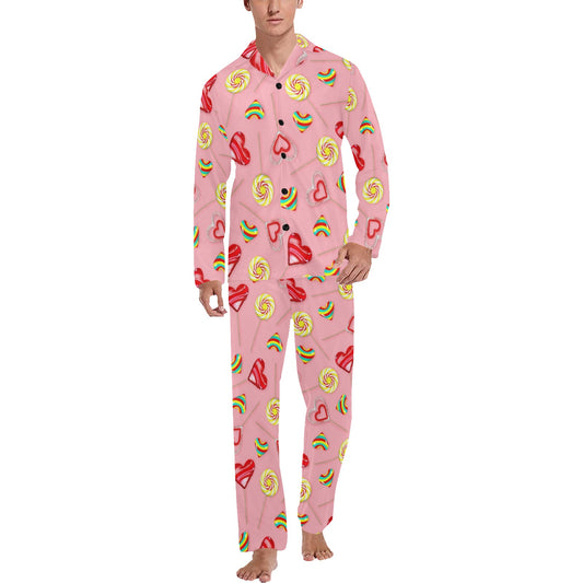 Lollipop Pattern Print Design LL05 Men's Long Pajama Set