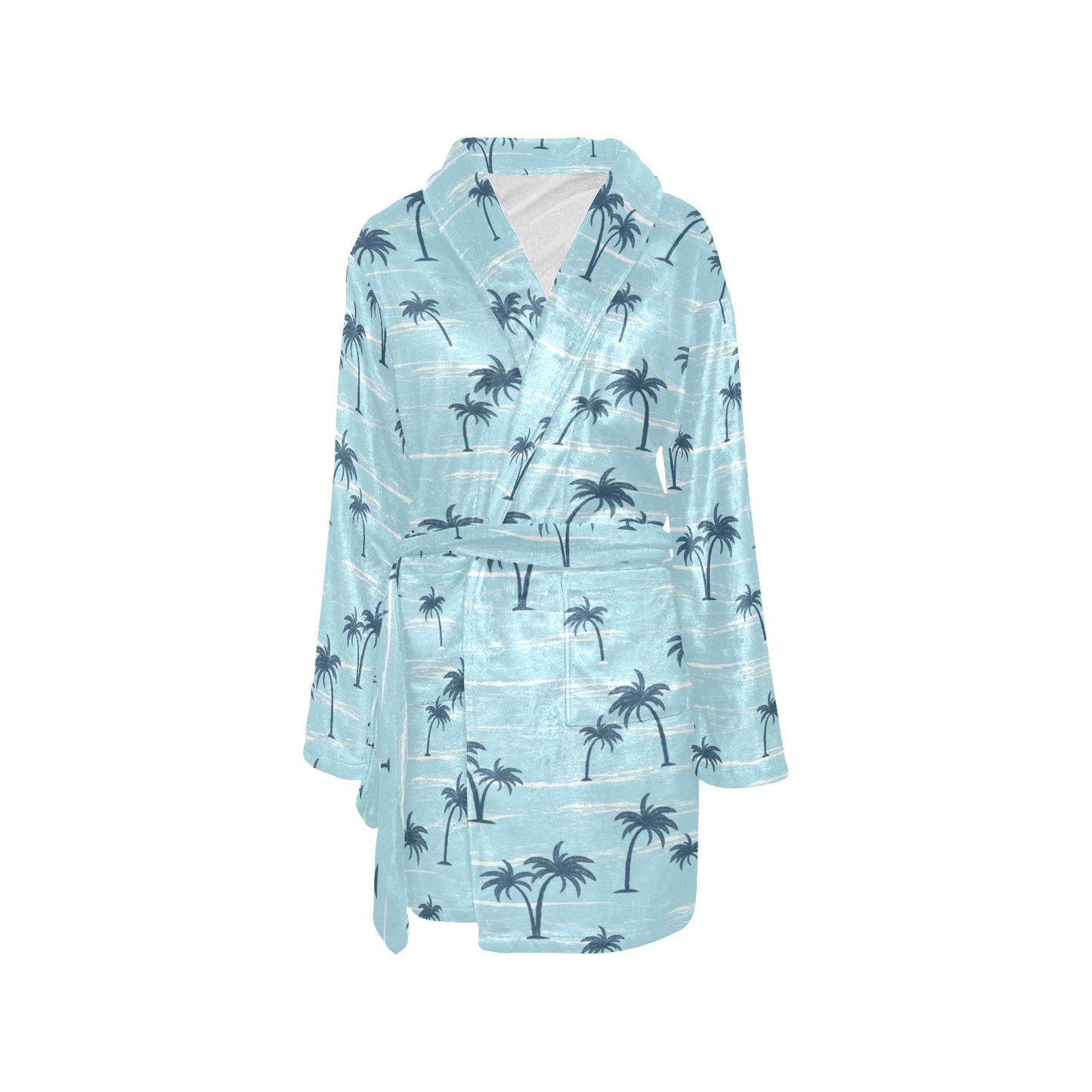 Palm Tree Pattern Print Design PT04 Women's Fleece Robe
