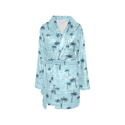 Palm Tree Pattern Print Design PT04 Women's Fleece Robe