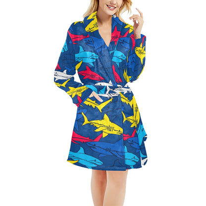 Shark Color Pattern Women's Fleece Robe