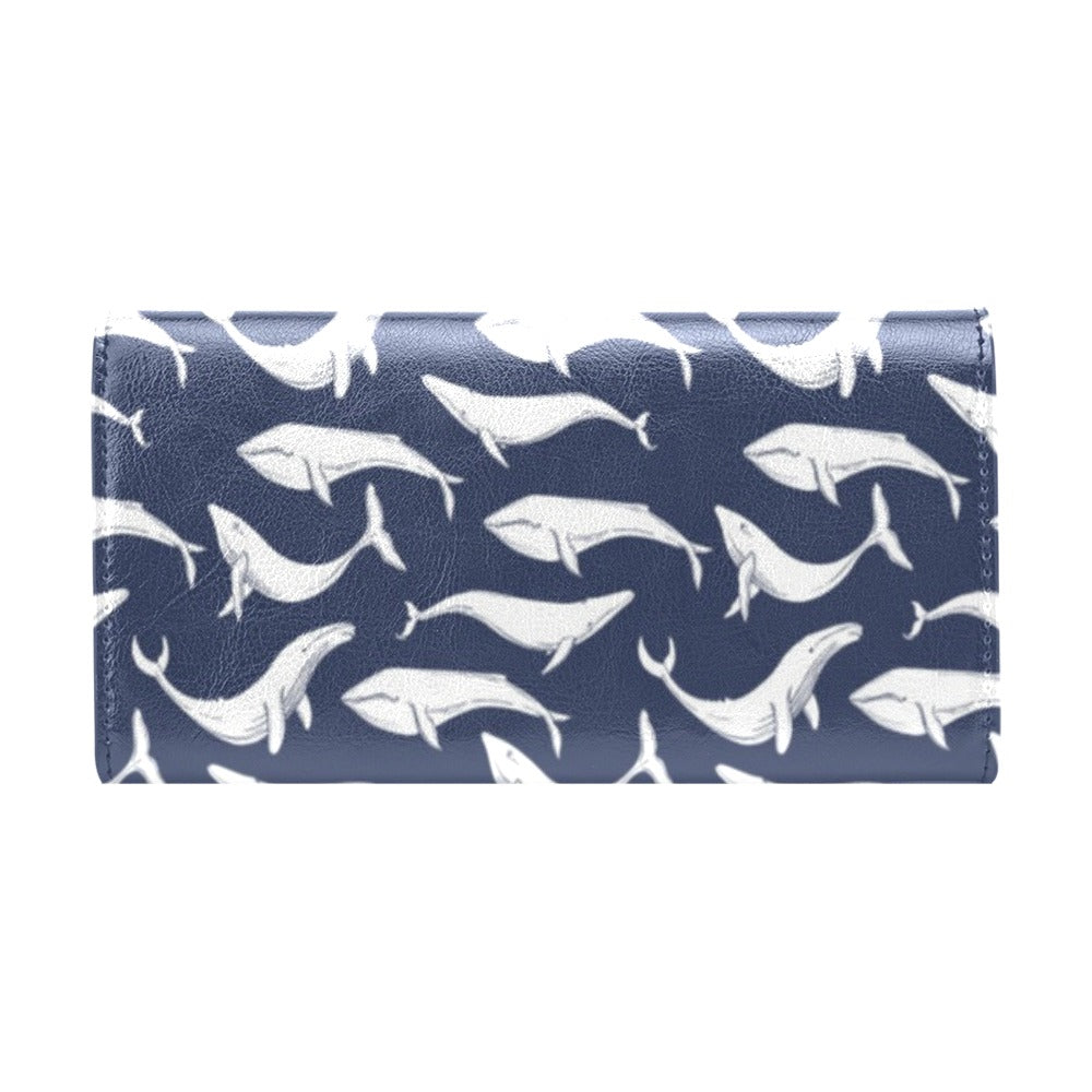 Whale Print Design LKS308 Women's Trifold Wallet