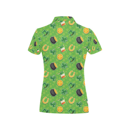 Shamrock Saint Patrick's Day Print Design LKS302 Women's Polo Shirt