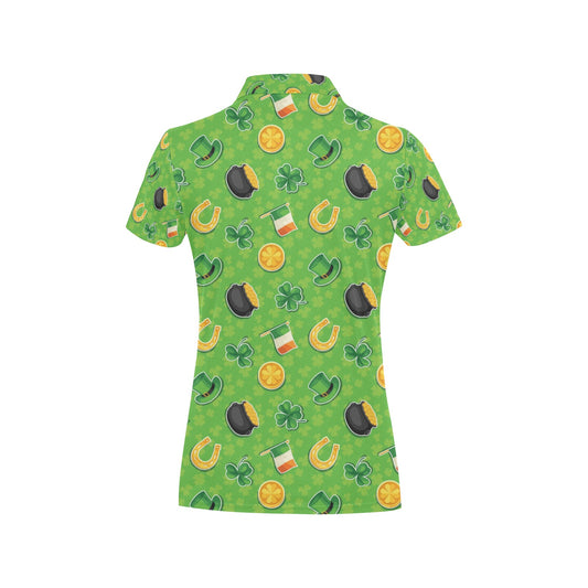 Shamrock Saint Patrick's Day Print Design LKS302 Women's Polo Shirt
