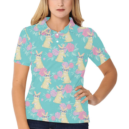 Rabbit Pattern Print Design RB05 Women's Polo Shirt