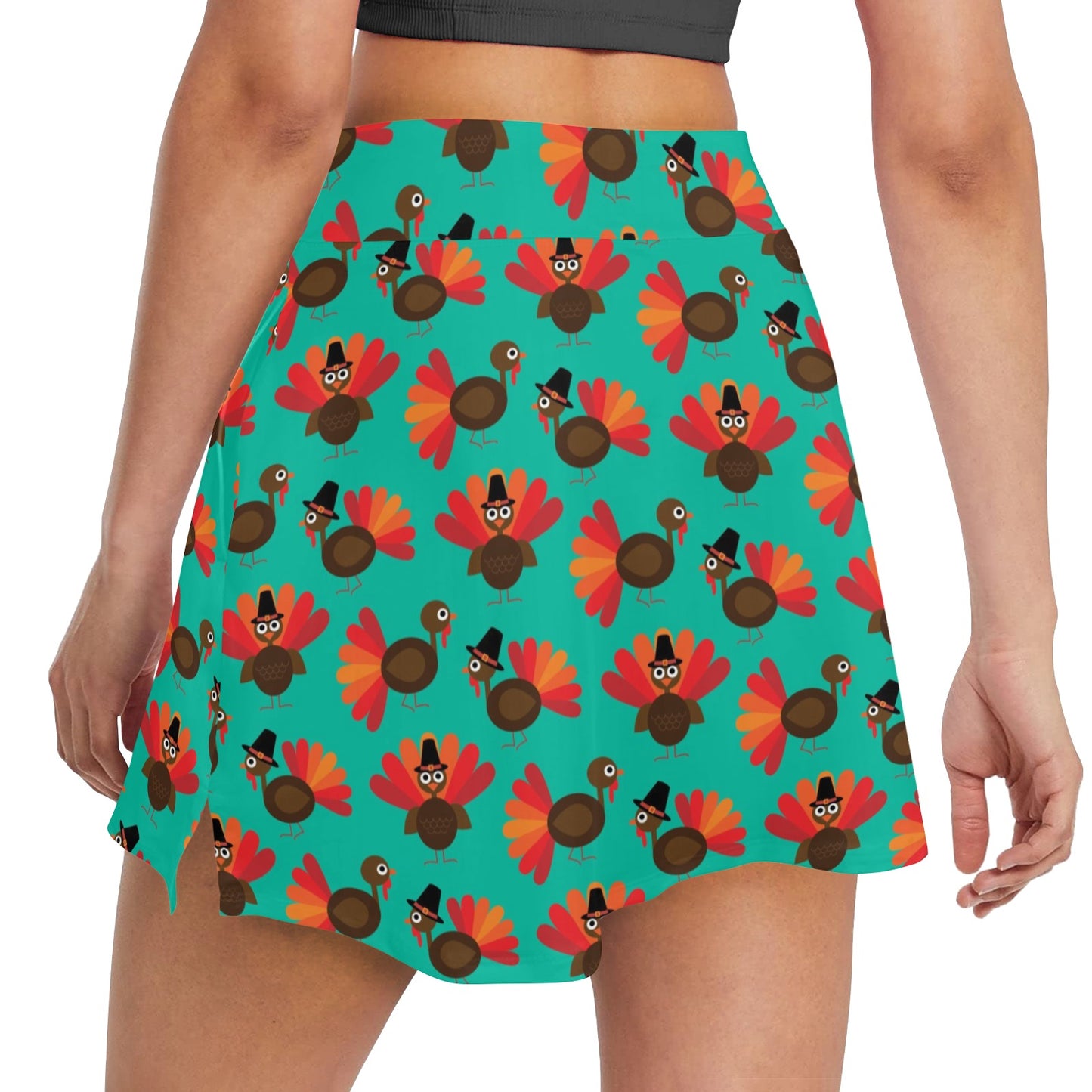 Turkey Print Design LKS402 17" Golf & Pickleball Skort with Pockets
