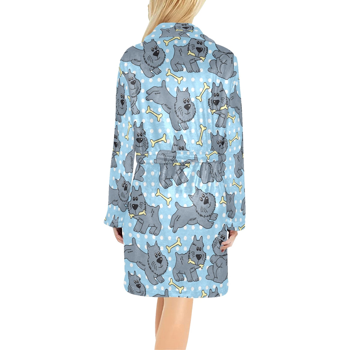 Schnauzers Pattern Print Design A02 Women's Fleece Robe