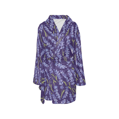 Lavender Pattern Print Design 03 Women's Fleece Robe