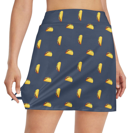 Taco Print Design LKS305 17" Golf & Pickleball Skort with Pockets