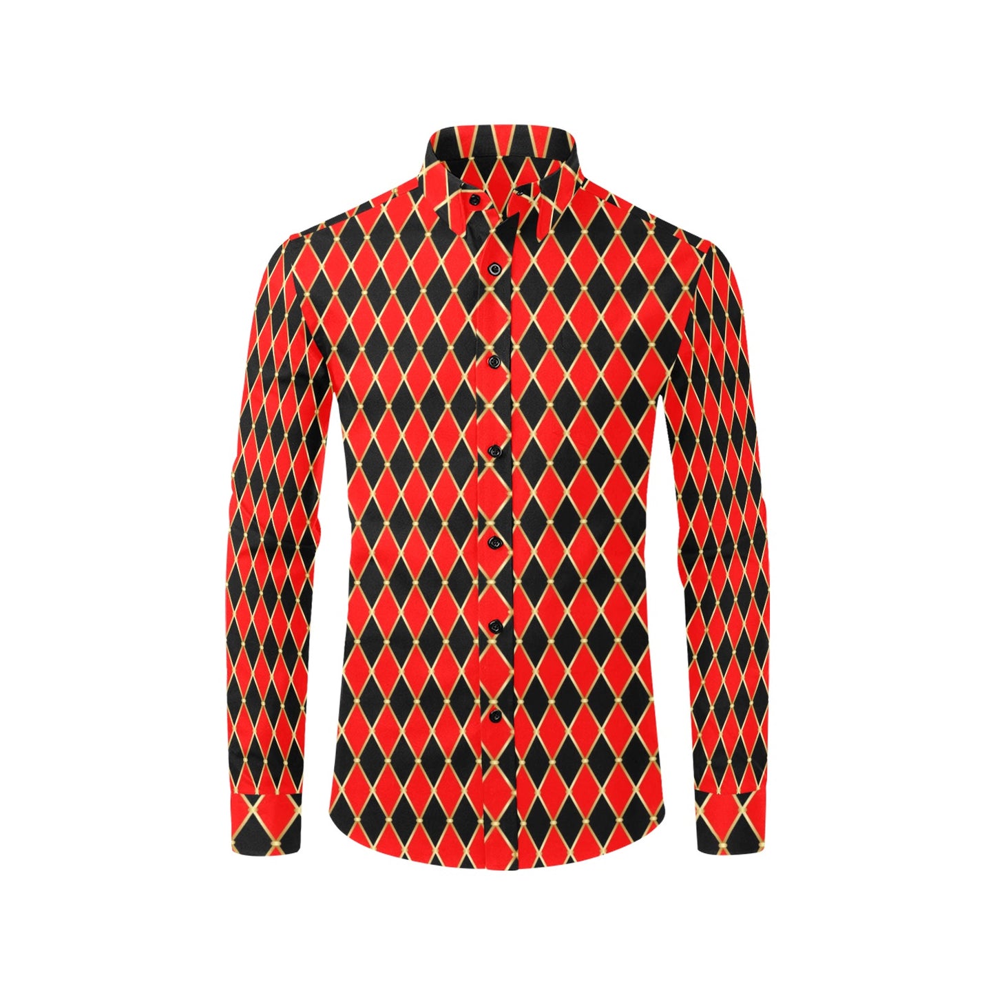 Harlequin Print Design LKS401 Men's Long Sleeve Dress Shirt