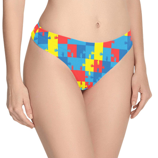 Autism Awareness Design Themed Print Women's Thongs