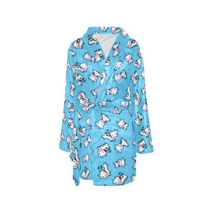Cow Pattern Print Design 01 Women's Fleece Robe
