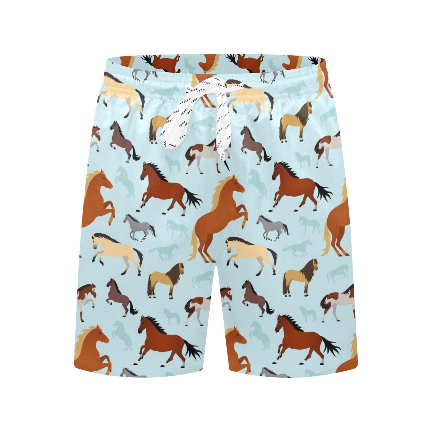 Horse Cute Themed Pattern Print Men's Swim Trunks Beach Shorts