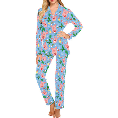 Pig Print Design LKS404 Women's Long Pajama Set
