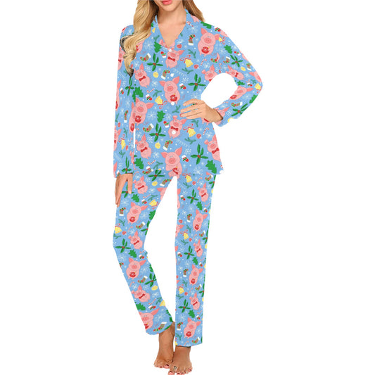 Pig Print Design LKS404 Women's Long Pajama Set