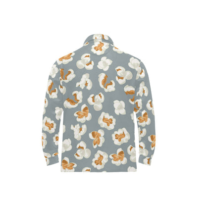 Popcorn Pattern Print Design A05 Long Sleeve Polo Shirt For Men's