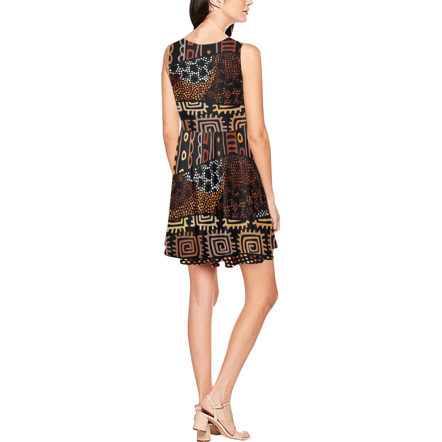 African Pattern Print Design 07 Sleeveless Dress