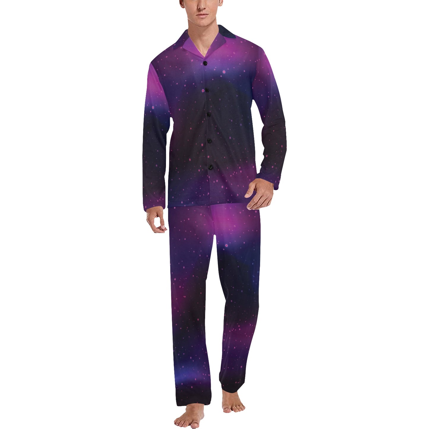 Night sky Pattern Print Design A04 Men's Long Pajama Set