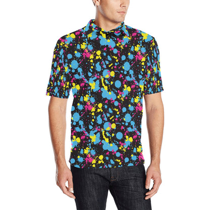 Splatter Colorful Print Design LKS301 Men Polo Shirt