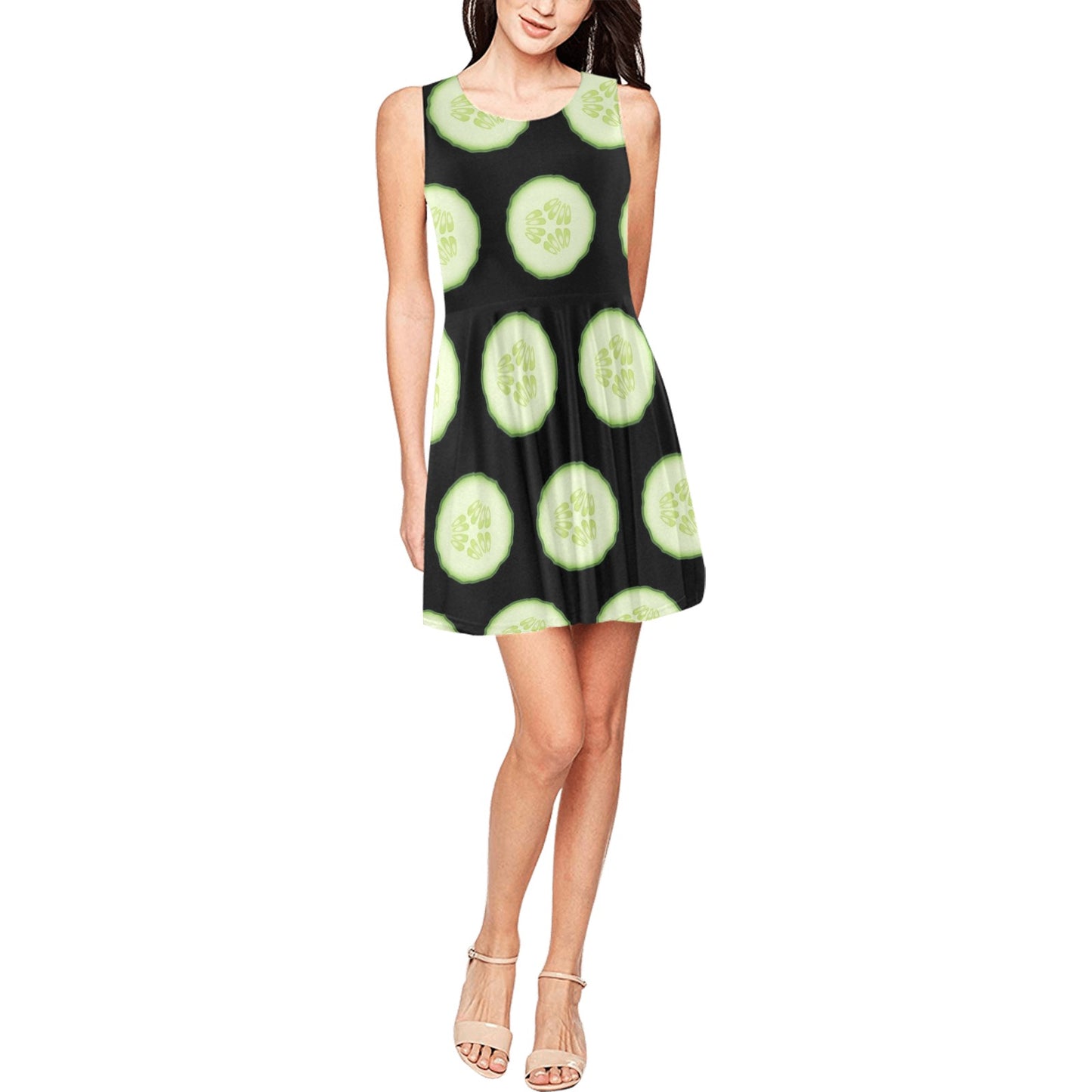 Cucumber Pattern Print Design CC02 Sleeveless Dress