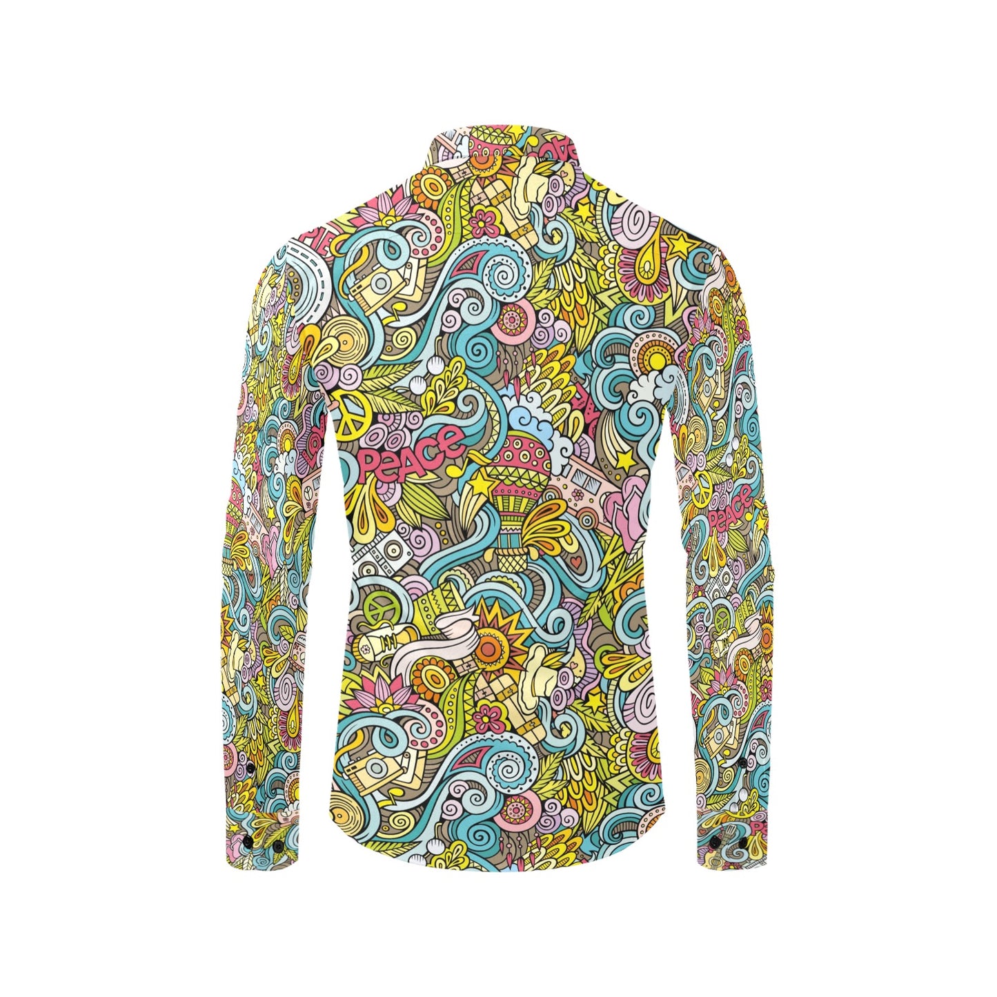 Hippie Print Design LKS301 Men's Long Sleeve Dress Shirt