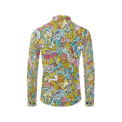 Hippie Print Design LKS301 Men's Long Sleeve Dress Shirt