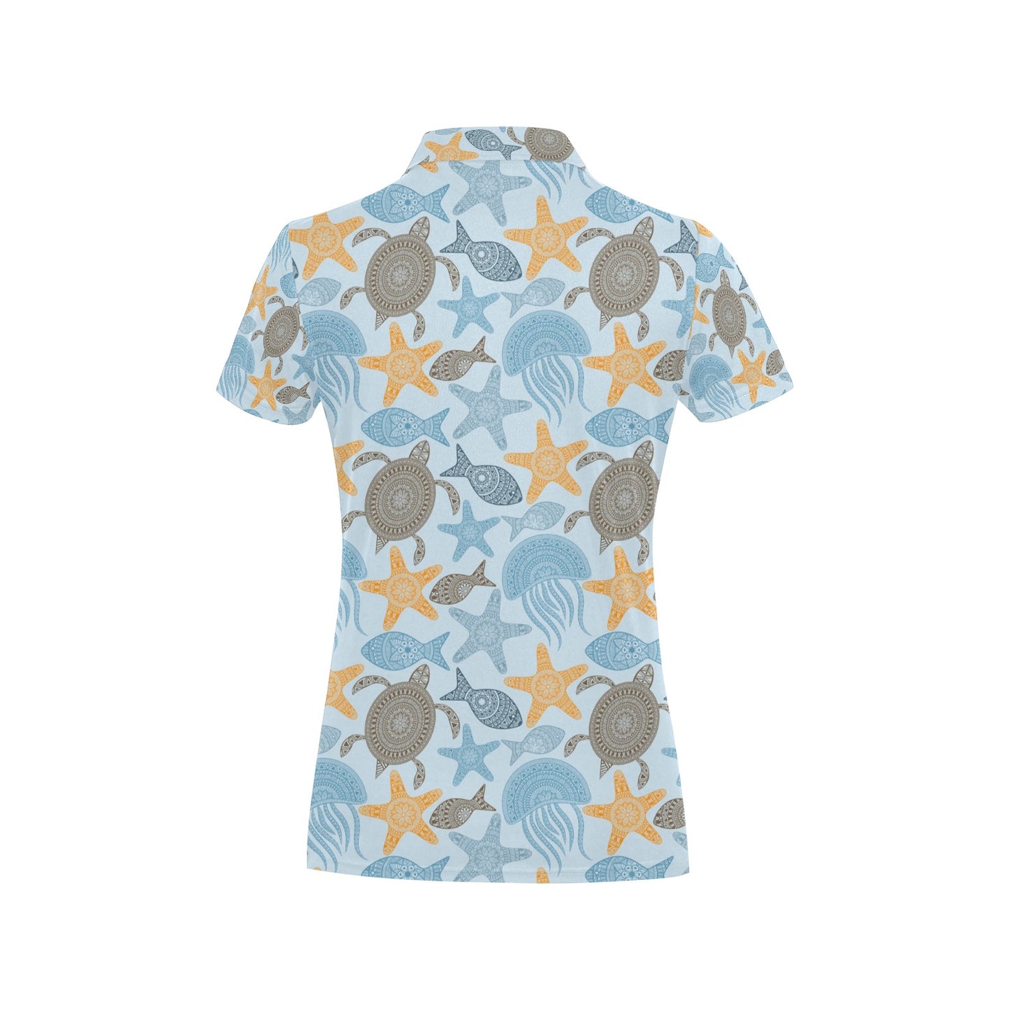 Polynesian Jellyfish Turtle Print Women's Polo Shirt