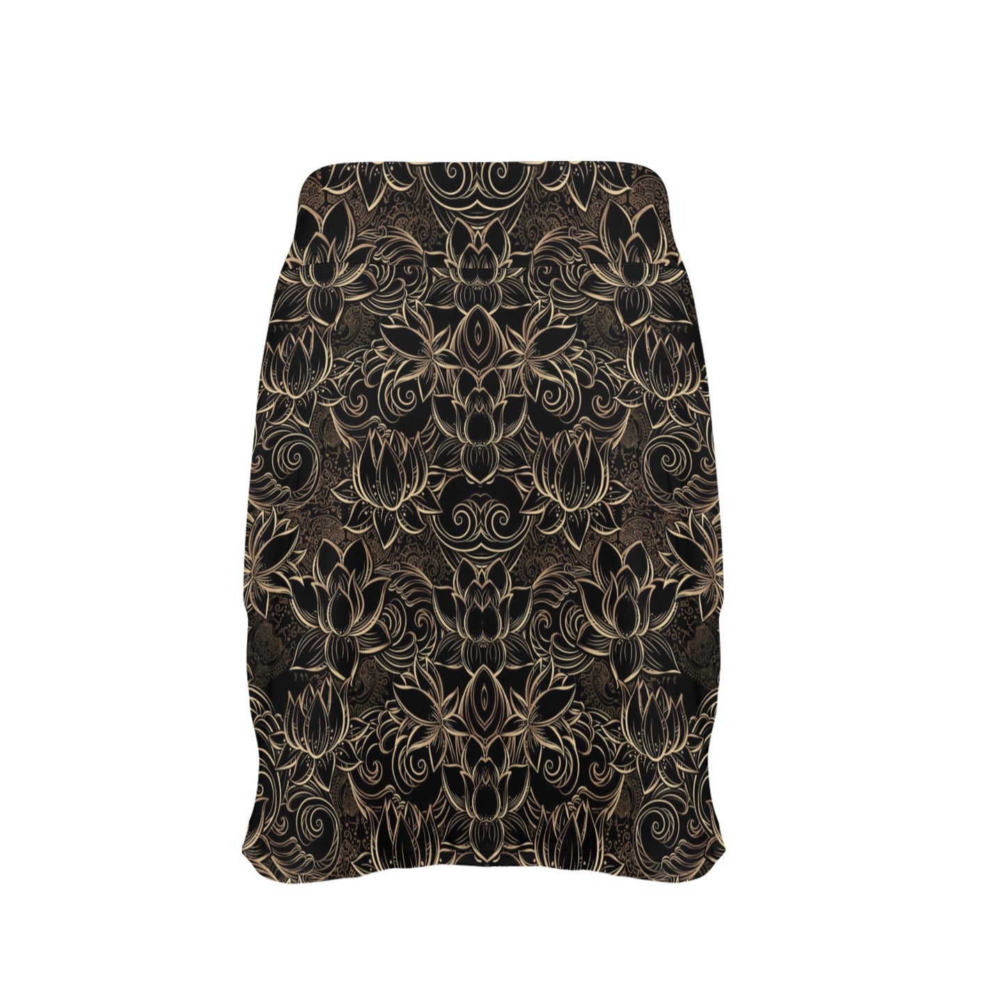 Lotus Gold Mandala Design Themed 17" Golf & Pickleball Skort with Pockets