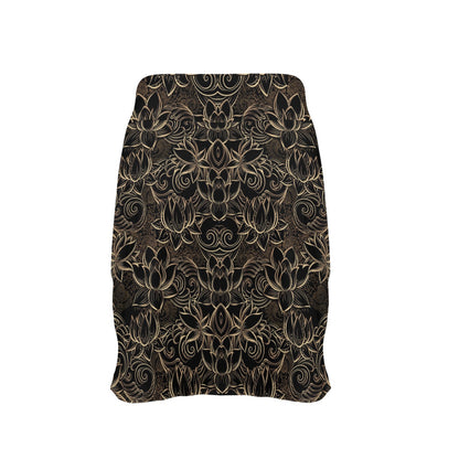 Lotus Gold Mandala Design Themed 17" Golf & Pickleball Skort with Pockets