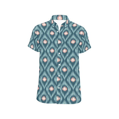 Ikat Print Design LKS402 Men Short Sleeve Button Up Shirt