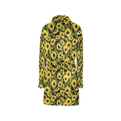 Sunflower Fresh Bright Color Print Women's Fleece Robe