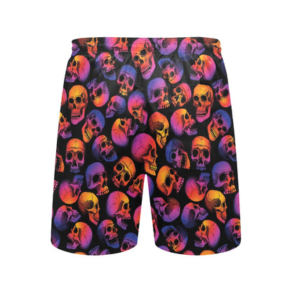 Skull Multicolor Print Design LKS3011 Men's Swim Trunks Beach Shorts