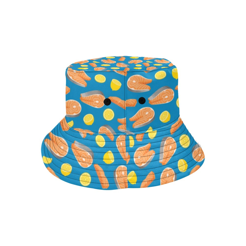 Salmon Steak With Lemon Print Design LKS308 Unisex Bucket Hat
