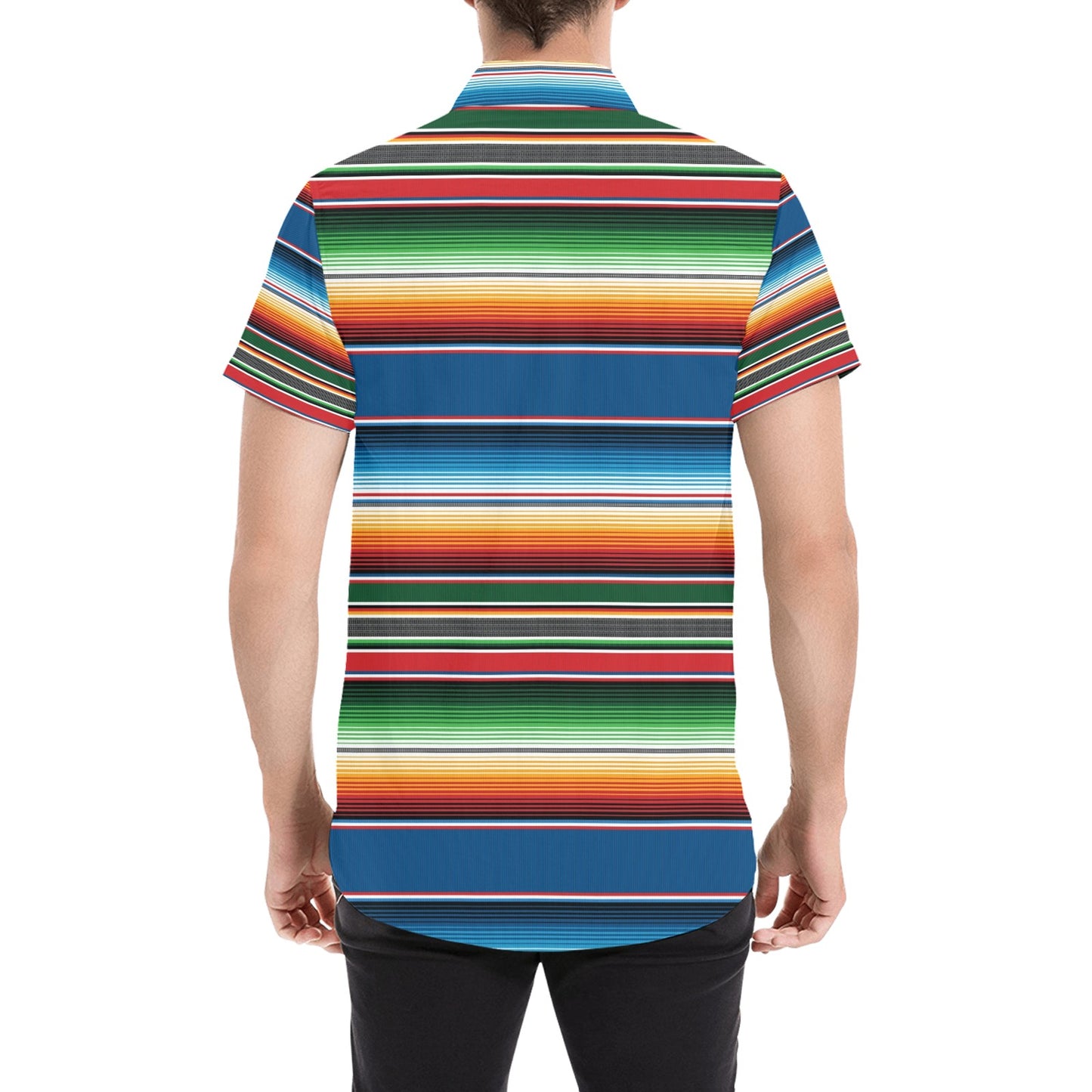 Serape Print Design LKS303 Men Short Sleeve Button Up Shirt